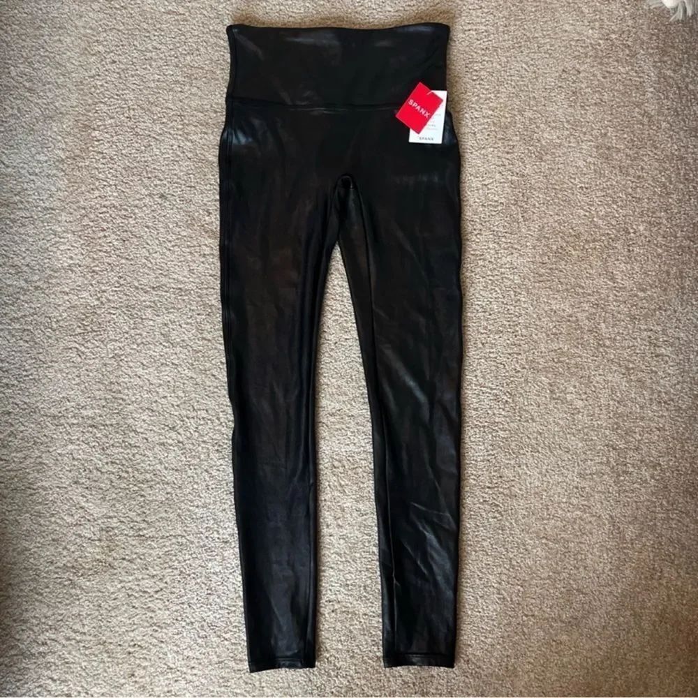 NWT SPANX Faux Leather Black Leggings L